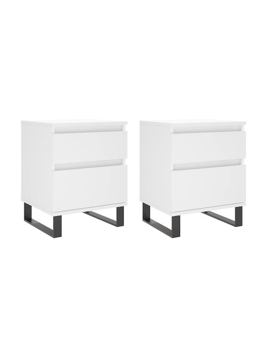 Wooden Bedside Tables White 2 Pieces 40x35x50cm