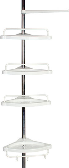 Keskor Corner Floor Bathroom Shelf Plastic with 4 Shelves 33x21.5x260cm White