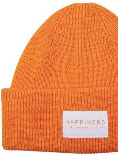 Ribbed Beanie Cap Orange