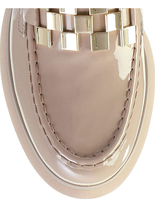 Lackleder Damen Mokassins in Rosa Farbe