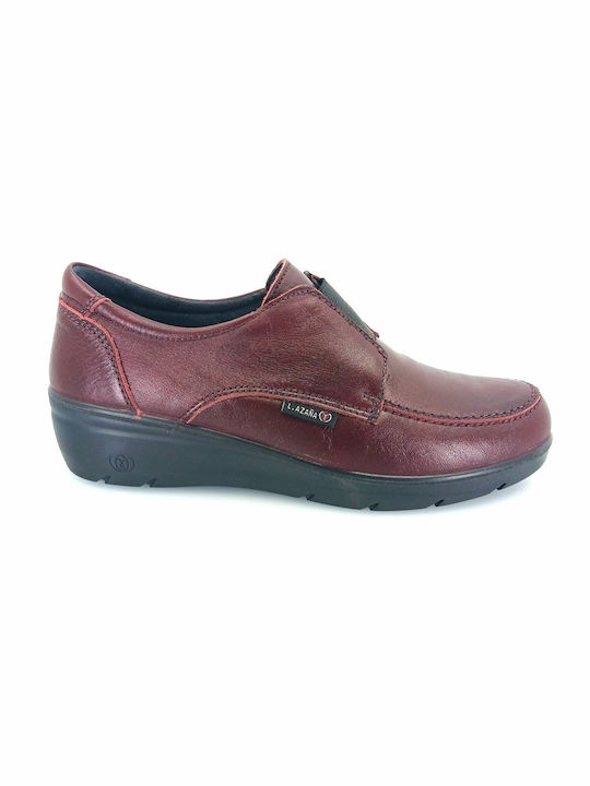 Laura Azana Leather Women's Moccasins in Burgundy Color