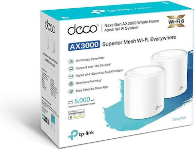 TP-LINK Deco X60 WiFi Mesh Network Access Point Wi‑Fi 6 Dual Band (2.4 & 5GHz) Double Kit