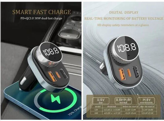 Awei FM Transmitter Αυτοκινήτου C-843 με Bluetooth / MicroSD / USB