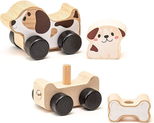 Cubika Pull-Along Toy Puppies made of Wood for 18++ Months