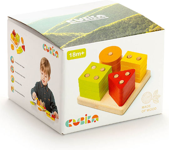 Cubika Pyramid Toy Stacking & Sorting Base made of Wood for 18++ Months