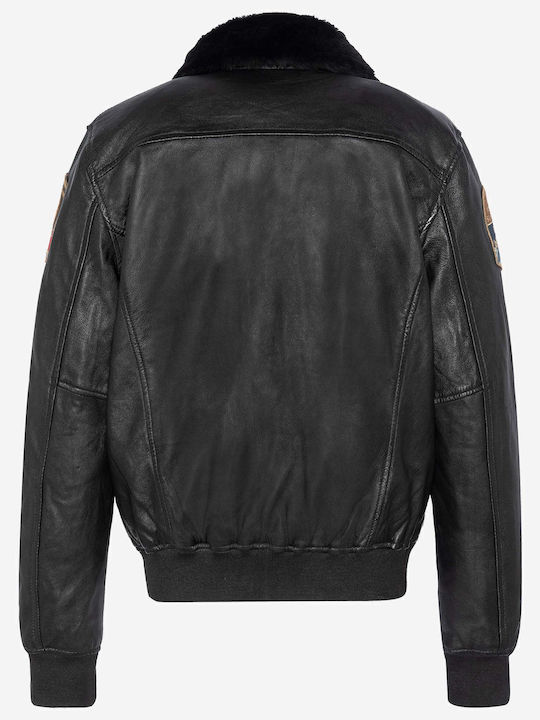 Lederjacke Winter Jacke Schwarz