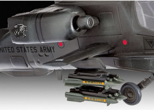 Revell AH-64A Apache Modeling Figure Helicopter 56 Pieces in Scale 1:100 with Glue and Paints 14.6x14.4cm.