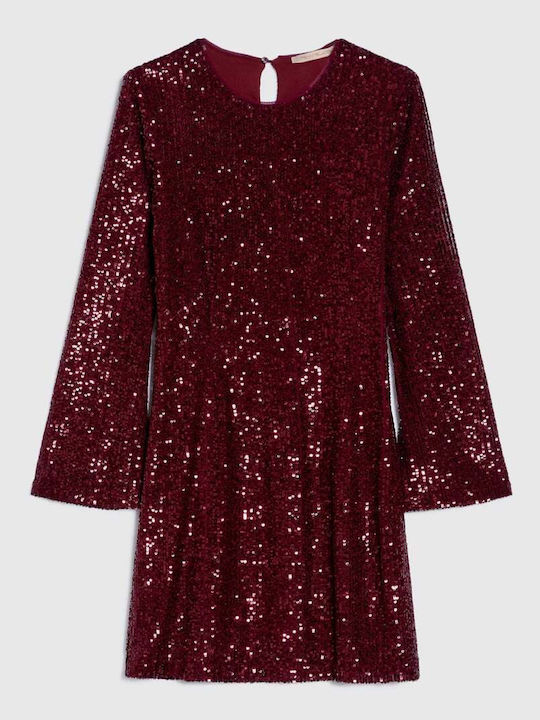 Mini Abendkleid mit Tüll Burgundisch