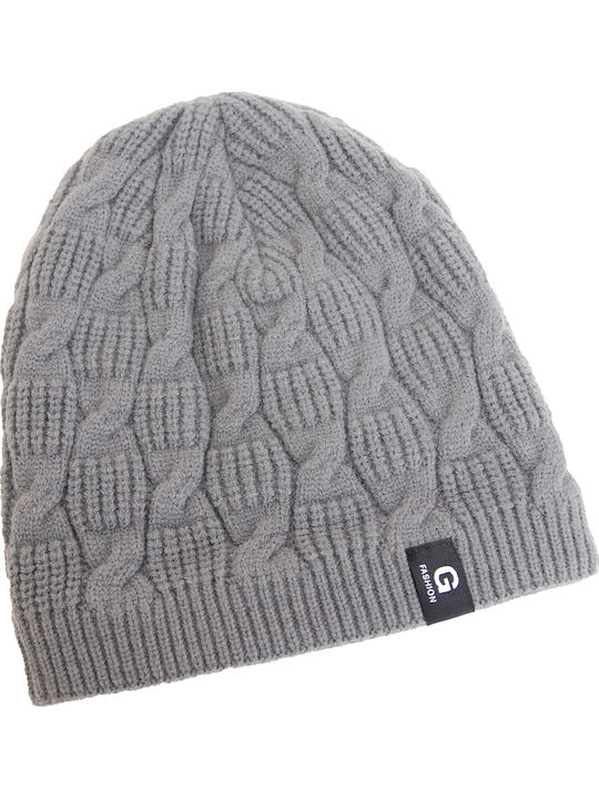 Männer Set mit Beanie Fleece Gestrickt in Gray Farbe