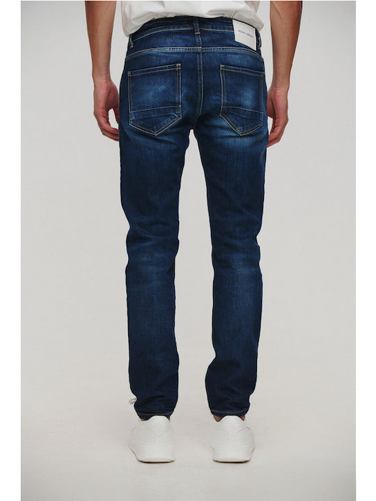 Men's Elastic Jeans Pants with Slim Fit Blue
