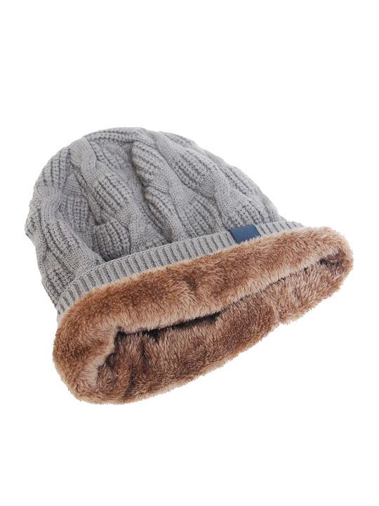 Ανδρικό Σετ με Σκούφο Fleece Πλεκτό σε Καφέ χρώμα