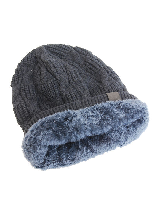 Männer Set mit Beanie Fleece Gestrickt in Blau Farbe