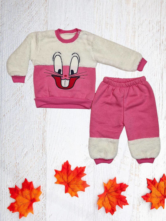 Gules Baby Copilăresc Set de pantaloni de trening Roz 2buc