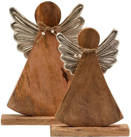 InTheBox Weihnachtliche Holz Figur Cherub Silber 28x28x6.5cm Angi