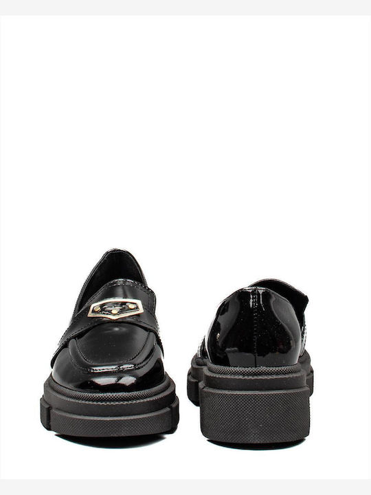 Leather Women's Loafers in Black Color
