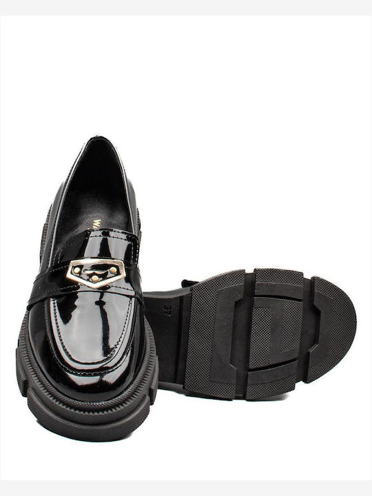 Leather Women's Loafers in Black Color
