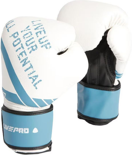 Live Pro Boxing Gloves Leather for Bag White