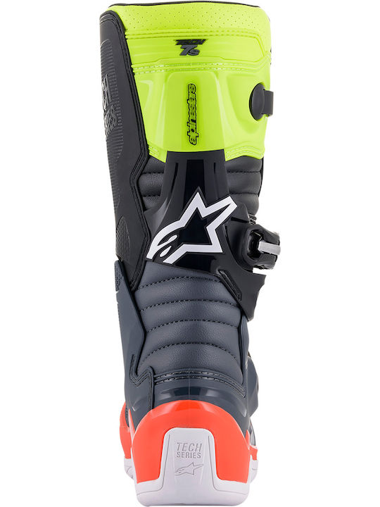 Alpinestars Youth Tech 7S Παιδικές Μπότες Motocross Dark Gray/Red Flourescent/Yellow