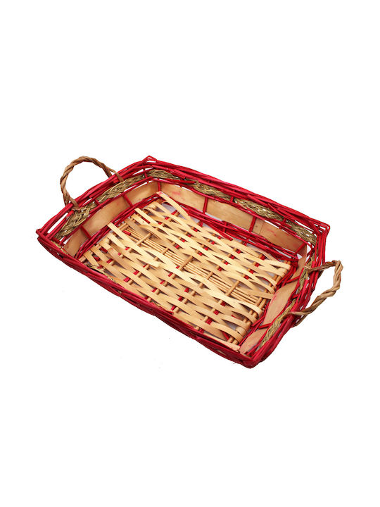 Decorative Basket Bamboo with Handles Beige 30x40x9cm