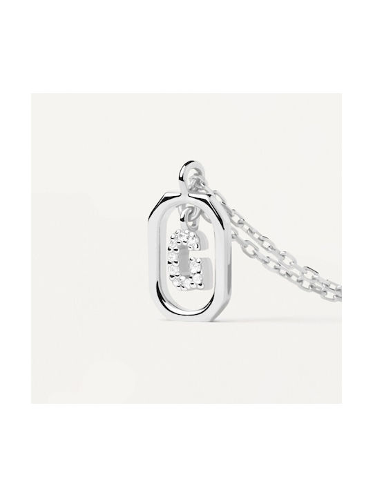 P D Paola Necklace Monogram from Silver with Zircon