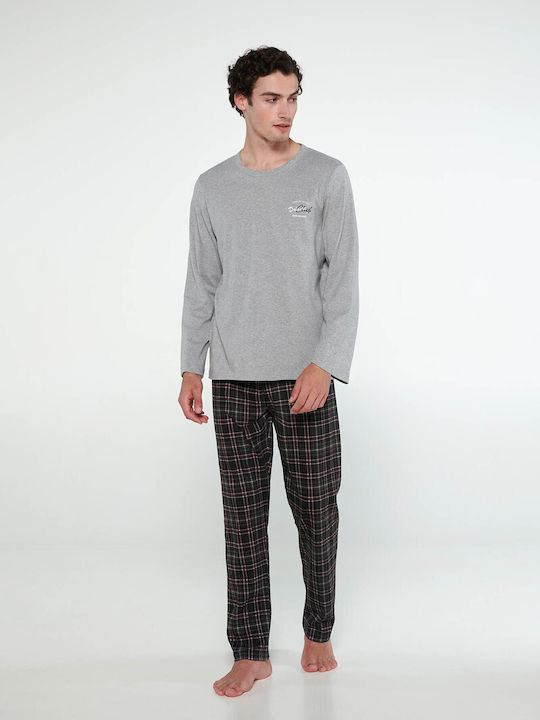 Vamp Men's Winter Cotton Pajamas Set Gray