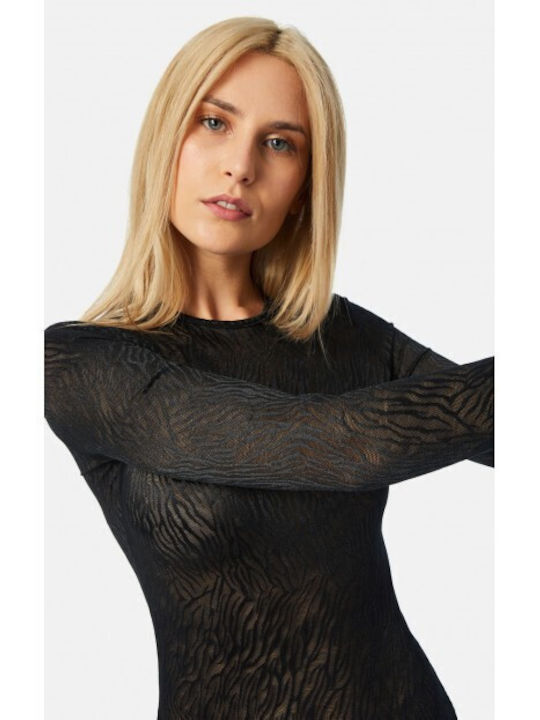 Minerva Long Sleeve Bodysuit Black