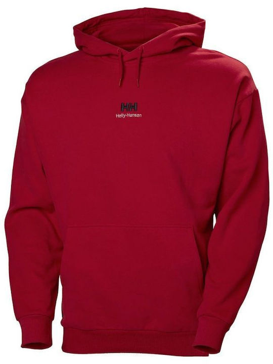 Helly Hansen Yu Men's Sweatshirt with Hood and Pockets Red