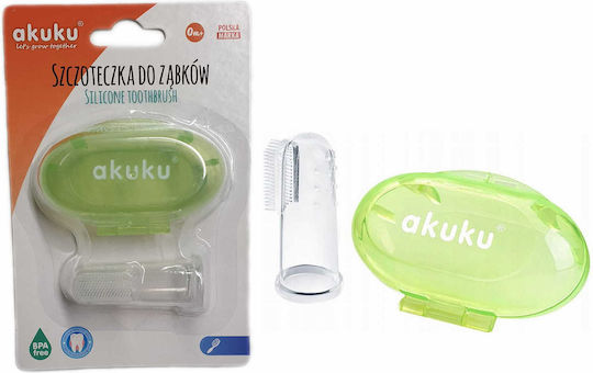 Akuku Бебешка Пръстенова Четка За Зъби За 0м+ Зелена