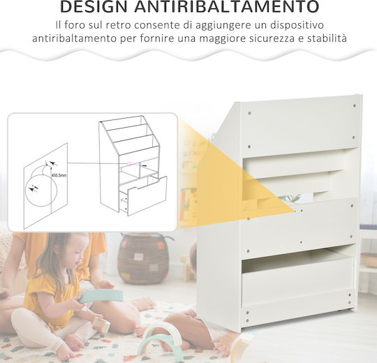 Βιβλιοθήκη Δαπέδου Ξύλινη Λευκή 60x29.9x90cm