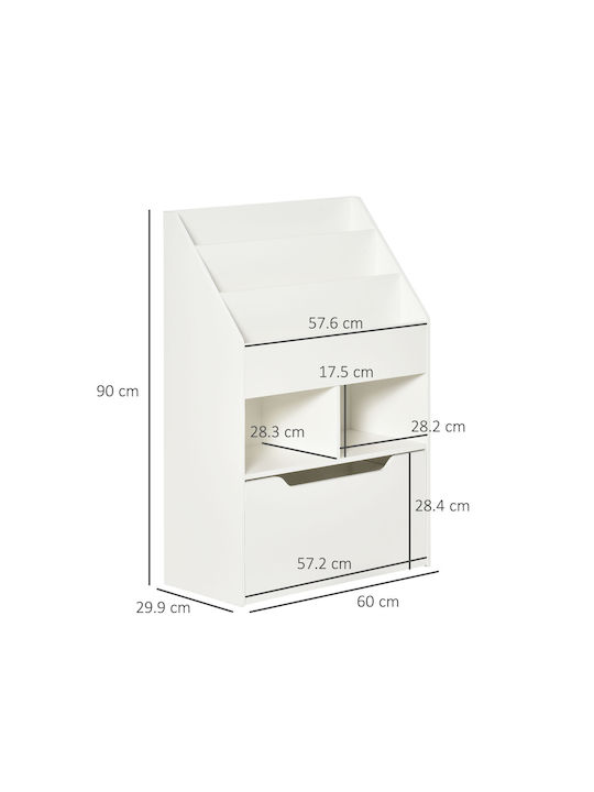 Βιβλιοθήκη Δαπέδου Ξύλινη Λευκή 60x29.9x90cm