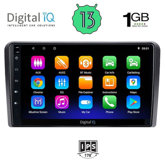 Digital IQ Автомобилна Аудио Система (Блутут/USB/WiFi/GPS/Apple-Carplay/Android-Auto) с Тъчскрийн 9"