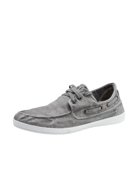 Natural World 303E-623 Men's Boat Shoes Dark grey