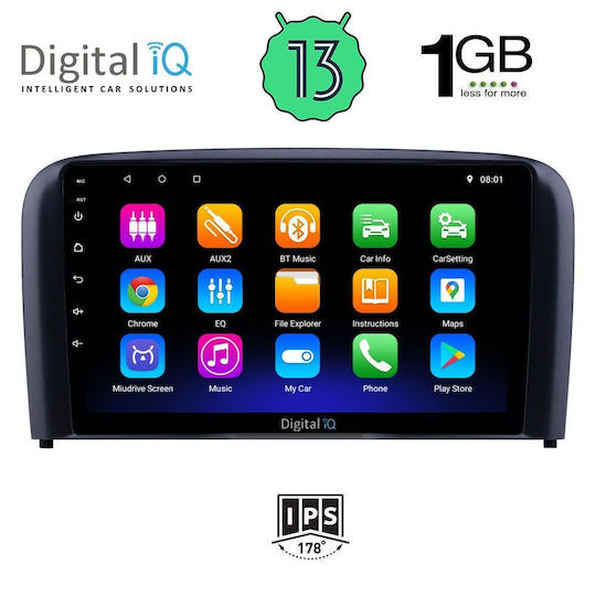 Digital IQ Ηχοσύστημα Αυτοκινήτου για Volvo S80 1998-2006 (Bluetooth/USB/WiFi/GPS/Apple-Carplay/Android-Auto) με Οθόνη Αφής 9"