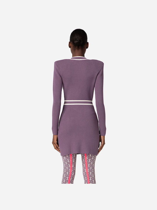 Elisabetta Franchi Mini Rochie cu cămașă Rochie Tricotat Violet