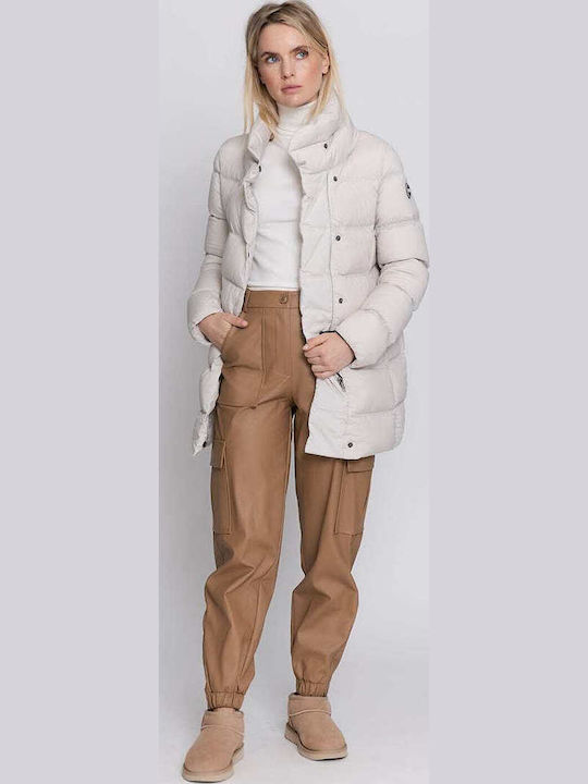 Lungă Jachetă de femei Puffer Waterproof Alb