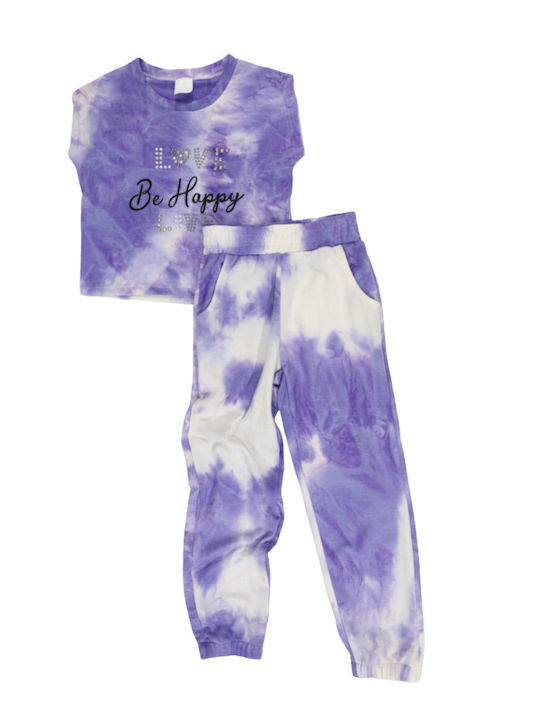 New College Kids Set with Pants Summer 2pcs Purple