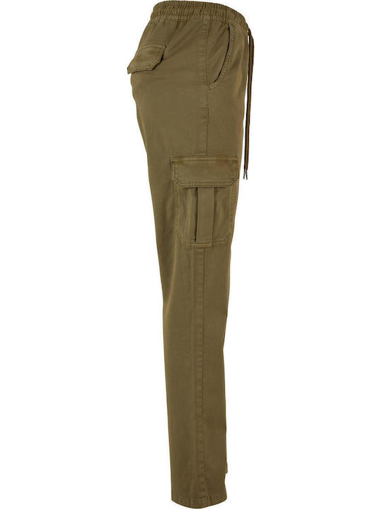 Damen Hoch tailliert Stoff Cargo Hose Khaki
