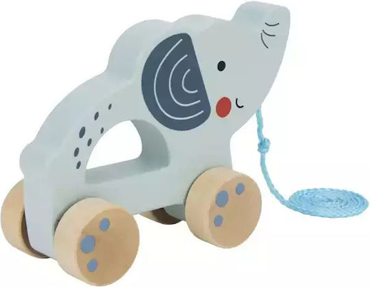 Tooky Toys Pull-Along Toy Sliding Elephant made of Wood for 18++ Months