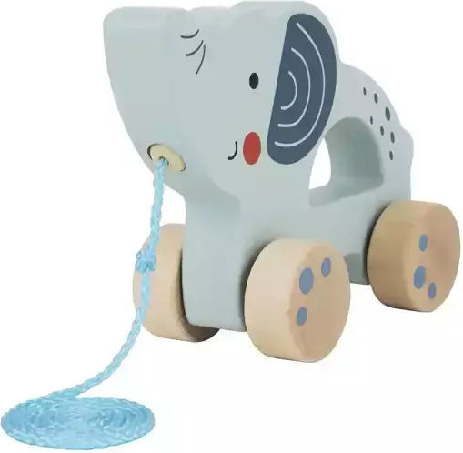 Tooky Toys Pull-Along Toy Sliding Elephant made of Wood for 18++ Months