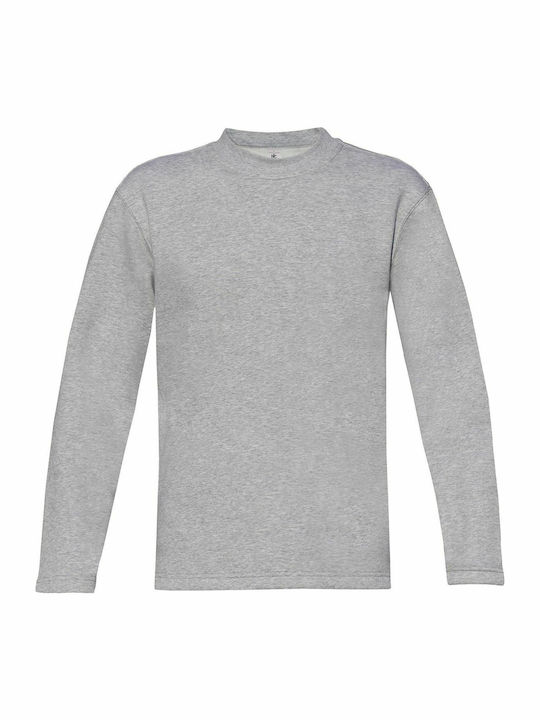 B&C Open Hem Men's Long Sleeve Promotional Blouse Heather Grey WU610-610