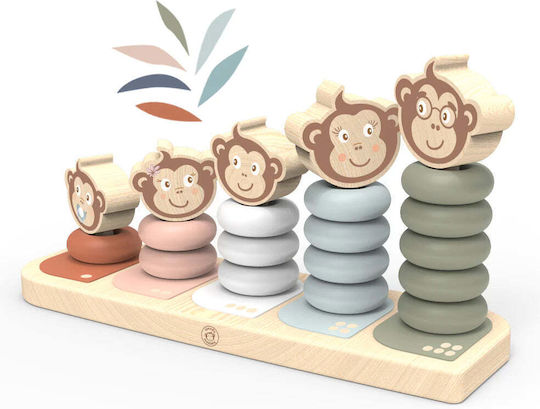 Speedy Monkey Παιχνίδι Στοίβαξης Οικογένεια Πιθήκων από Ξύλο για 12+ Μηνών