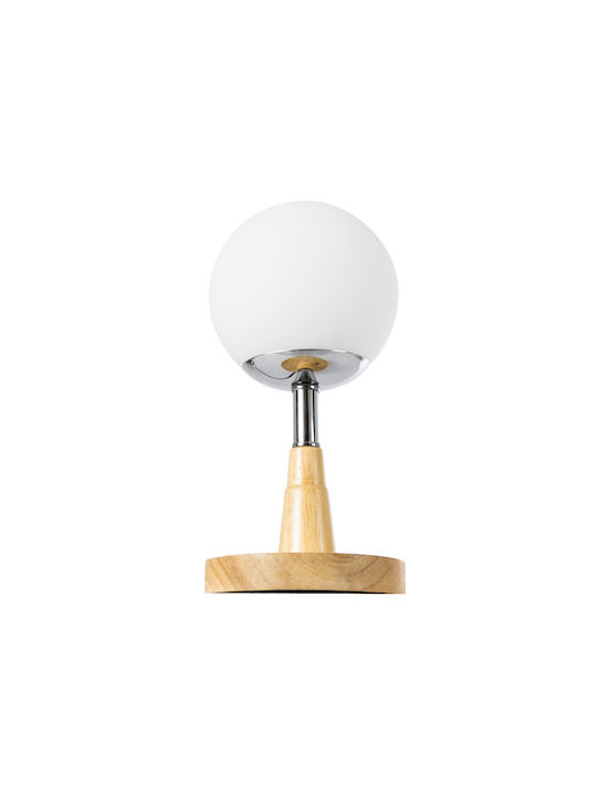 GloboStar Cove Lemn Vintage Lampă de masă pentru Soclu E27 cu Bază Bej