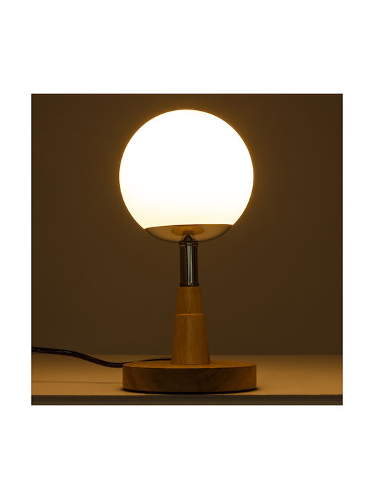GloboStar Cove Lemn Vintage Lampă de masă pentru Soclu E27 cu Bază Bej