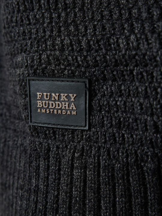 Funky Buddha Мъжка Плетена Яке с Цип Черен