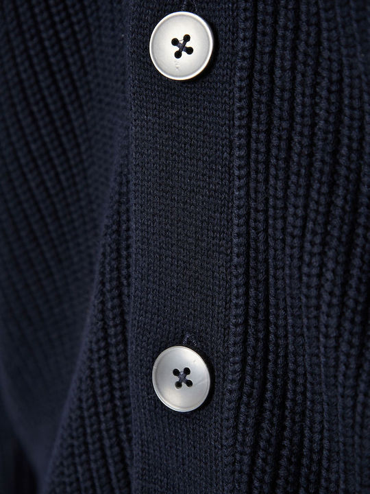 Men's Cardigan with Buttons Navy Blue