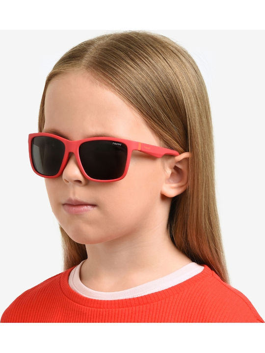 Polaroid Τετράγωνα Παιδικά Γυαλιά Ηλίου με Polarized Φακό Κόκκινα