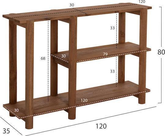 Kutai Κονσόλα από Μασίφ Ξύλο Φυσικό Rustic Μ120xΠ30xΥ80εκ.