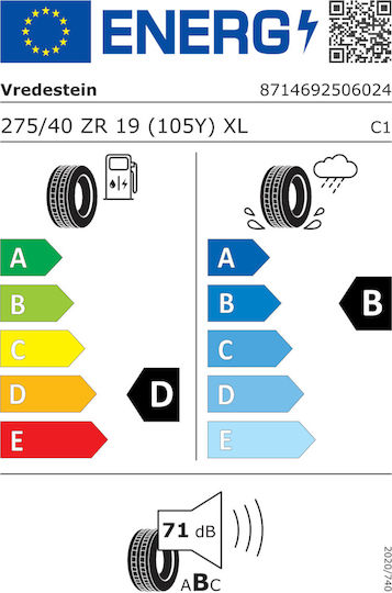 Vredestein Ultrac Vorti+ 275/40R19 105Y XL Θερινό Λάστιχο για Επιβατικό Αυτοκίνητο