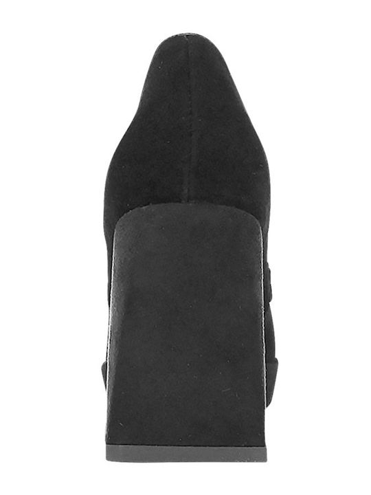 Meile Wildleder Loafer Pumps Schwarze