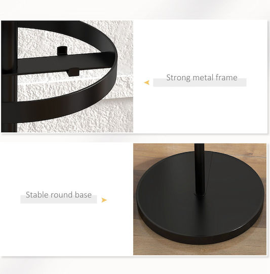 HomCom Metallic Coat Rack with Umbrella Holder Black 34x34x177cm